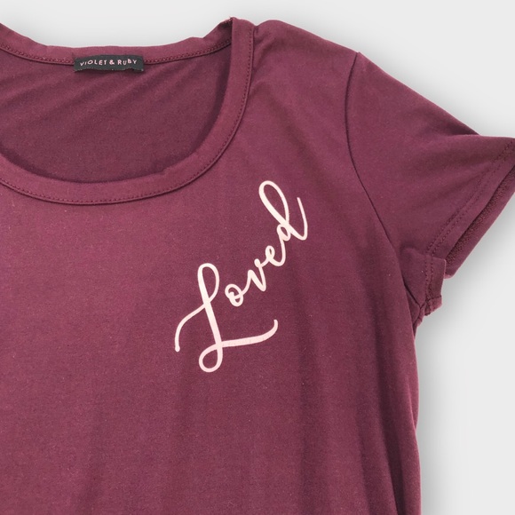 Violet & Ruby, “Loved“ Graphic, Ruched Sides Tee - Picture 2 of 13